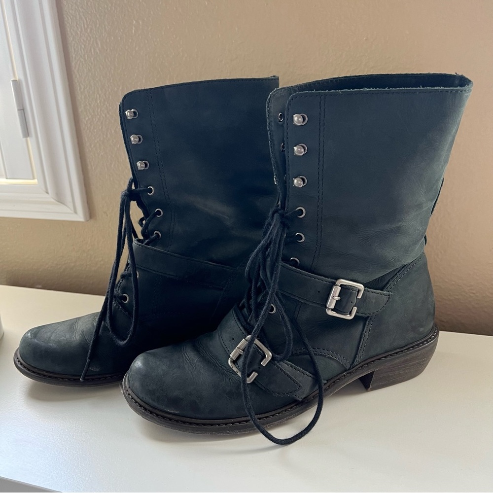 Anthropologie black Trouvé leather combat boots